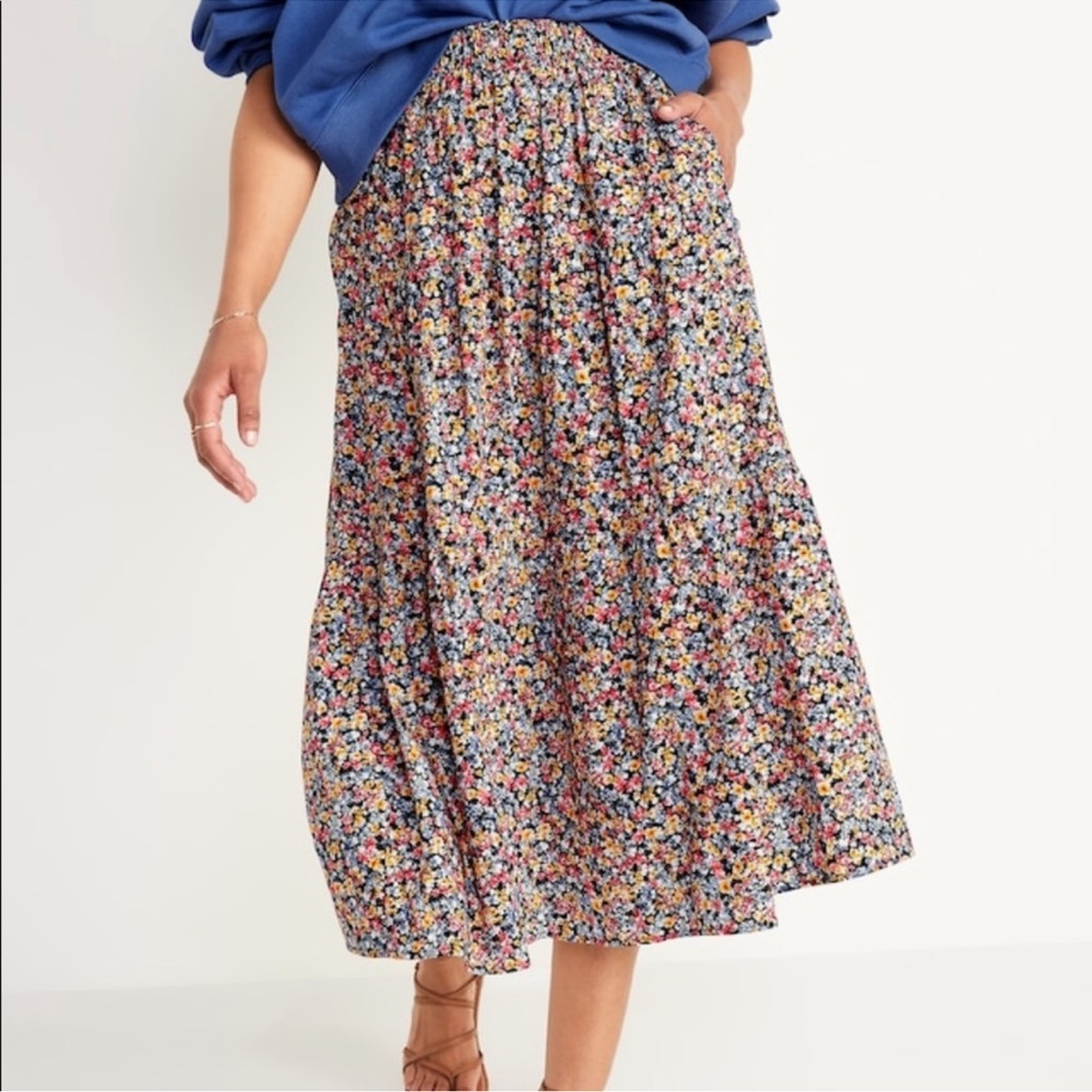 Old Navy Floral Tiered Maxi Skirt 3X